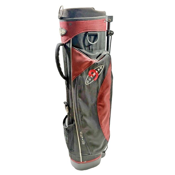 Outward 9 Golf Club Carrying/Stand Bag Red & Black with Handle & Zipper Pockets - Picture 9 of 11